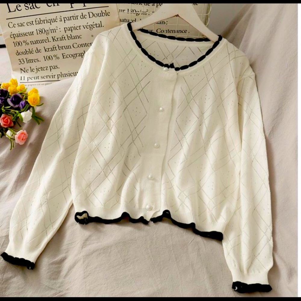 Button down loose knit top